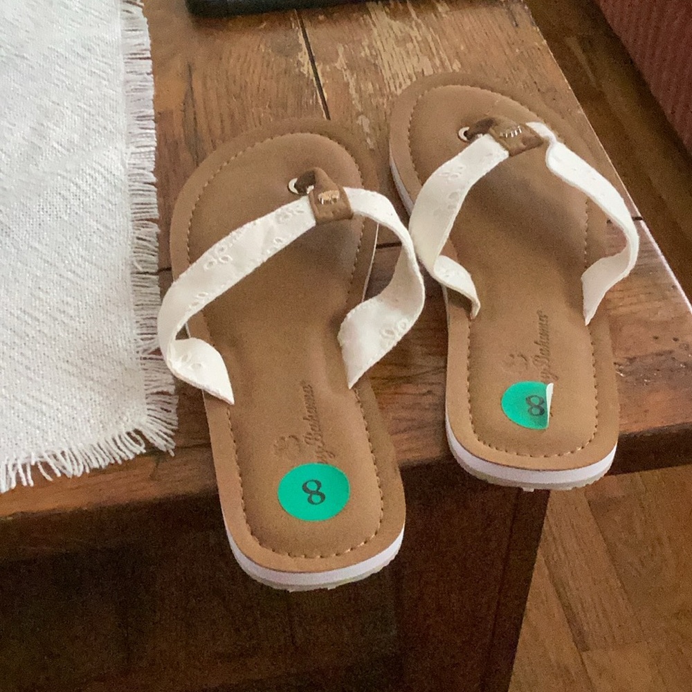 White and Brown Flip Flops Brand new